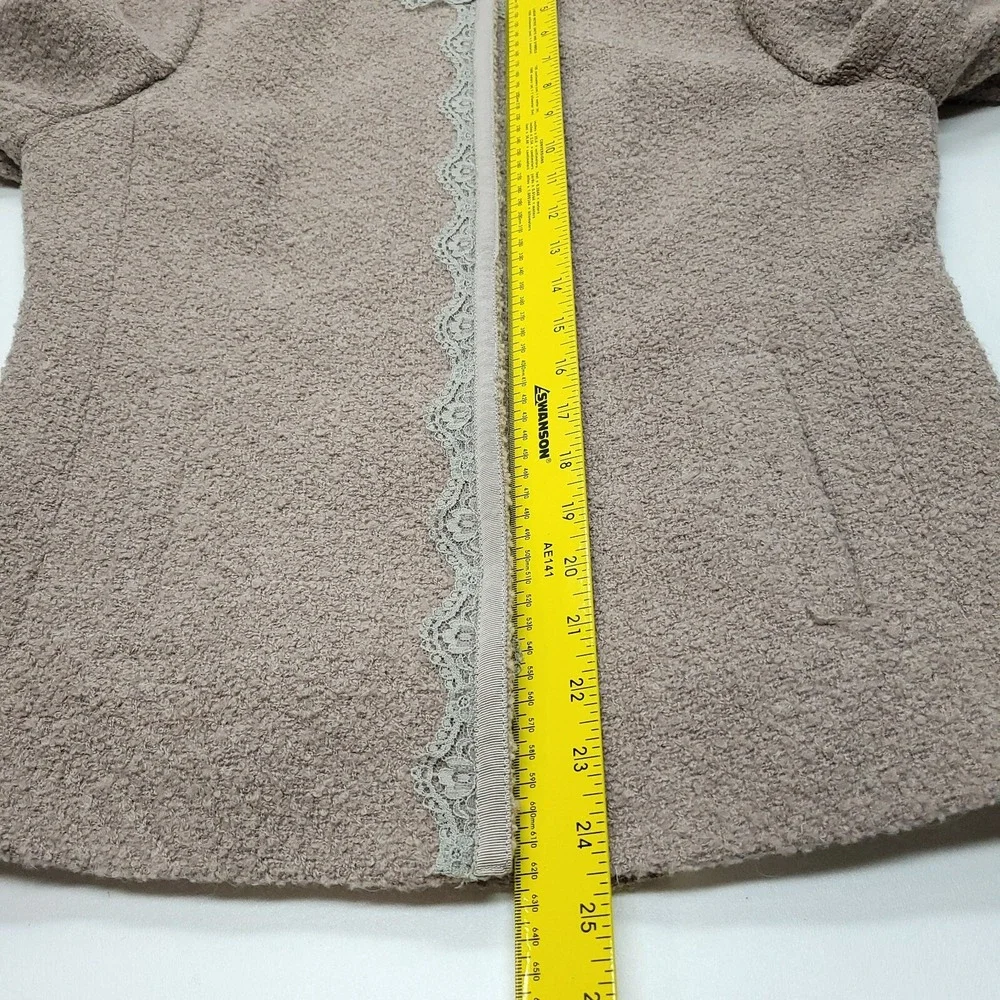 Banana‎ Republic Jacket Women 8 Taupe Wool Boucle Lace Long Sleeve Office Career